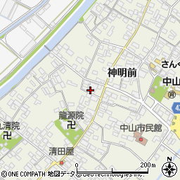 愛知県田原市中山町神明前201周辺の地図