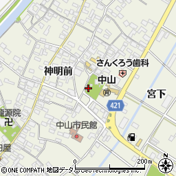 愛知県田原市中山町神明前83周辺の地図