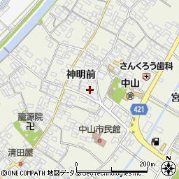 愛知県田原市中山町神明前137周辺の地図