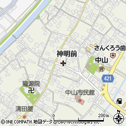 愛知県田原市中山町神明前134周辺の地図