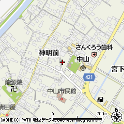 愛知県田原市中山町神明前130-2周辺の地図