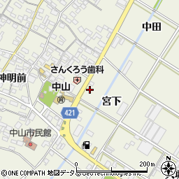 愛知県田原市中山町宮下87周辺の地図
