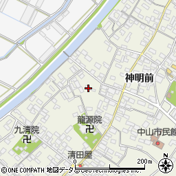愛知県田原市中山町神明前213周辺の地図