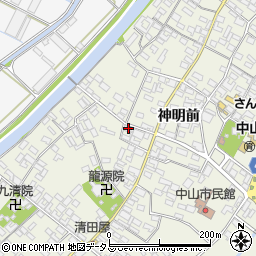 愛知県田原市中山町神明前200-1周辺の地図