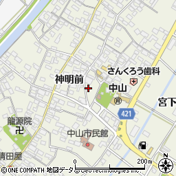 愛知県田原市中山町神明前84周辺の地図