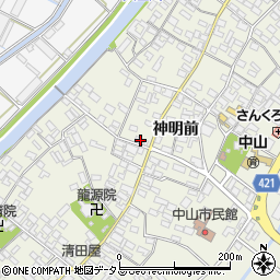 愛知県田原市中山町神明前188周辺の地図