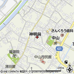 愛知県田原市中山町神明前131周辺の地図