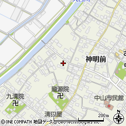 愛知県田原市中山町神明前216周辺の地図