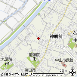 愛知県田原市中山町神明前214周辺の地図