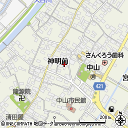 愛知県田原市中山町神明前128周辺の地図