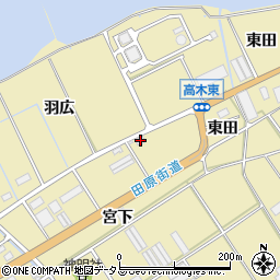 愛知県田原市高木町宮下周辺の地図