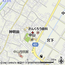 愛知県田原市中山町神明前80周辺の地図