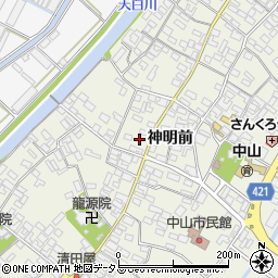愛知県田原市中山町神明前191周辺の地図