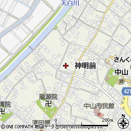 愛知県田原市中山町神明前190周辺の地図