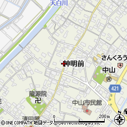 愛知県田原市中山町神明前133周辺の地図