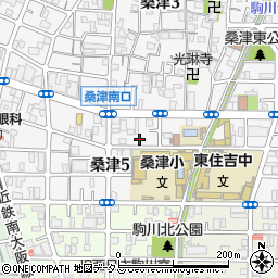 大阪府大阪市東住吉区桑津5丁目11-17周辺の地図