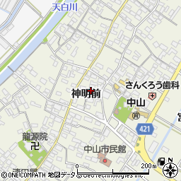 愛知県田原市中山町神明前91周辺の地図