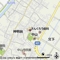 愛知県田原市中山町神明前82周辺の地図