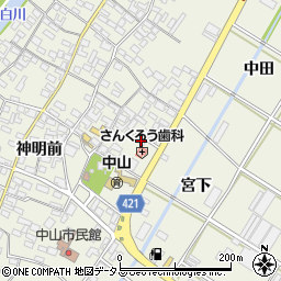 愛知県田原市中山町神明前13周辺の地図