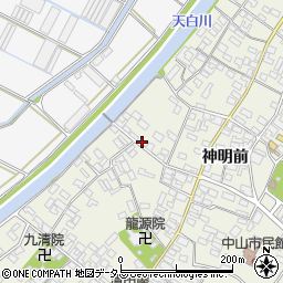愛知県田原市中山町神明前219周辺の地図