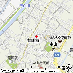 愛知県田原市中山町神明前93周辺の地図