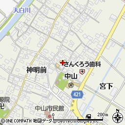 愛知県田原市中山町神明前77周辺の地図
