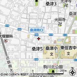 大阪府大阪市東住吉区桑津5丁目11-25周辺の地図