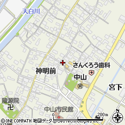 愛知県田原市中山町神明前87-1周辺の地図