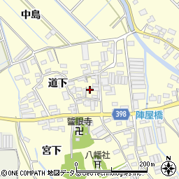 愛知県田原市八王子町道下44周辺の地図
