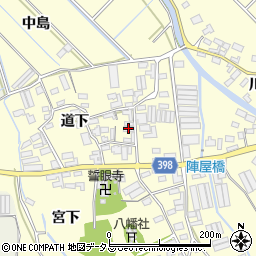 愛知県田原市八王子町道下43周辺の地図