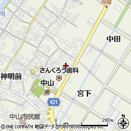愛知県田原市中山町神明前15周辺の地図