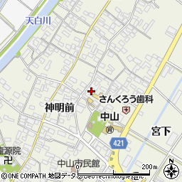 愛知県田原市中山町神明前87周辺の地図
