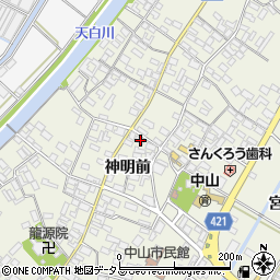 愛知県田原市中山町神明前95周辺の地図