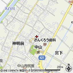 愛知県田原市中山町神明前76周辺の地図