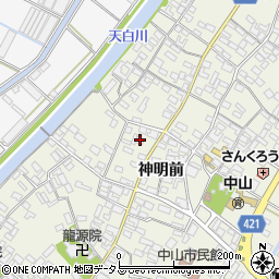 愛知県田原市中山町神明前124周辺の地図