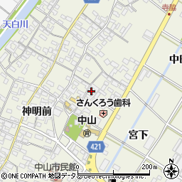 愛知県田原市中山町神明前70周辺の地図