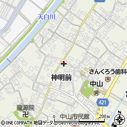 愛知県田原市中山町神明前127周辺の地図