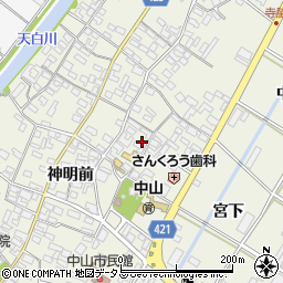 愛知県田原市中山町神明前71周辺の地図