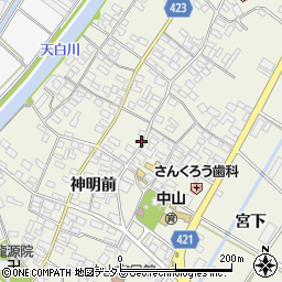 愛知県田原市中山町神明前66周辺の地図