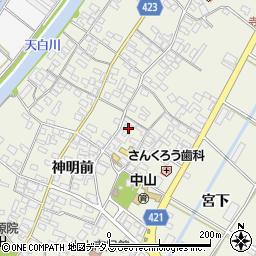 愛知県田原市中山町神明前67周辺の地図