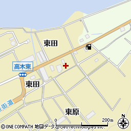 愛知県田原市高木町東原周辺の地図