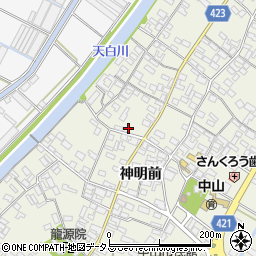 愛知県田原市中山町神明前99周辺の地図