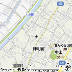 愛知県田原市中山町神明前98周辺の地図