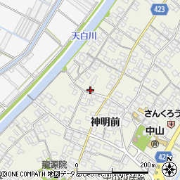 愛知県田原市中山町神明前100周辺の地図
