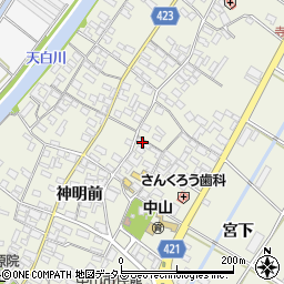 愛知県田原市中山町神明前68周辺の地図