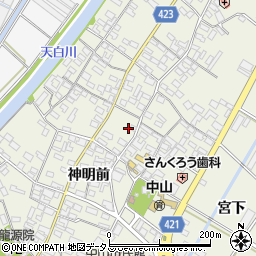 愛知県田原市中山町神明前65周辺の地図