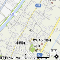 愛知県田原市中山町神明前64周辺の地図