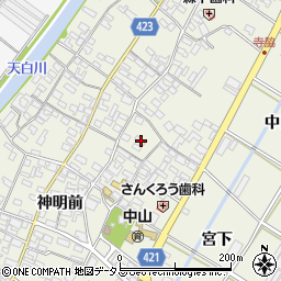 愛知県田原市中山町神明前23周辺の地図