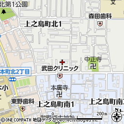 大阪府八尾市上之島町北1丁目60周辺の地図