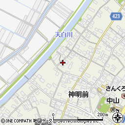 愛知県田原市中山町神明前102-2周辺の地図